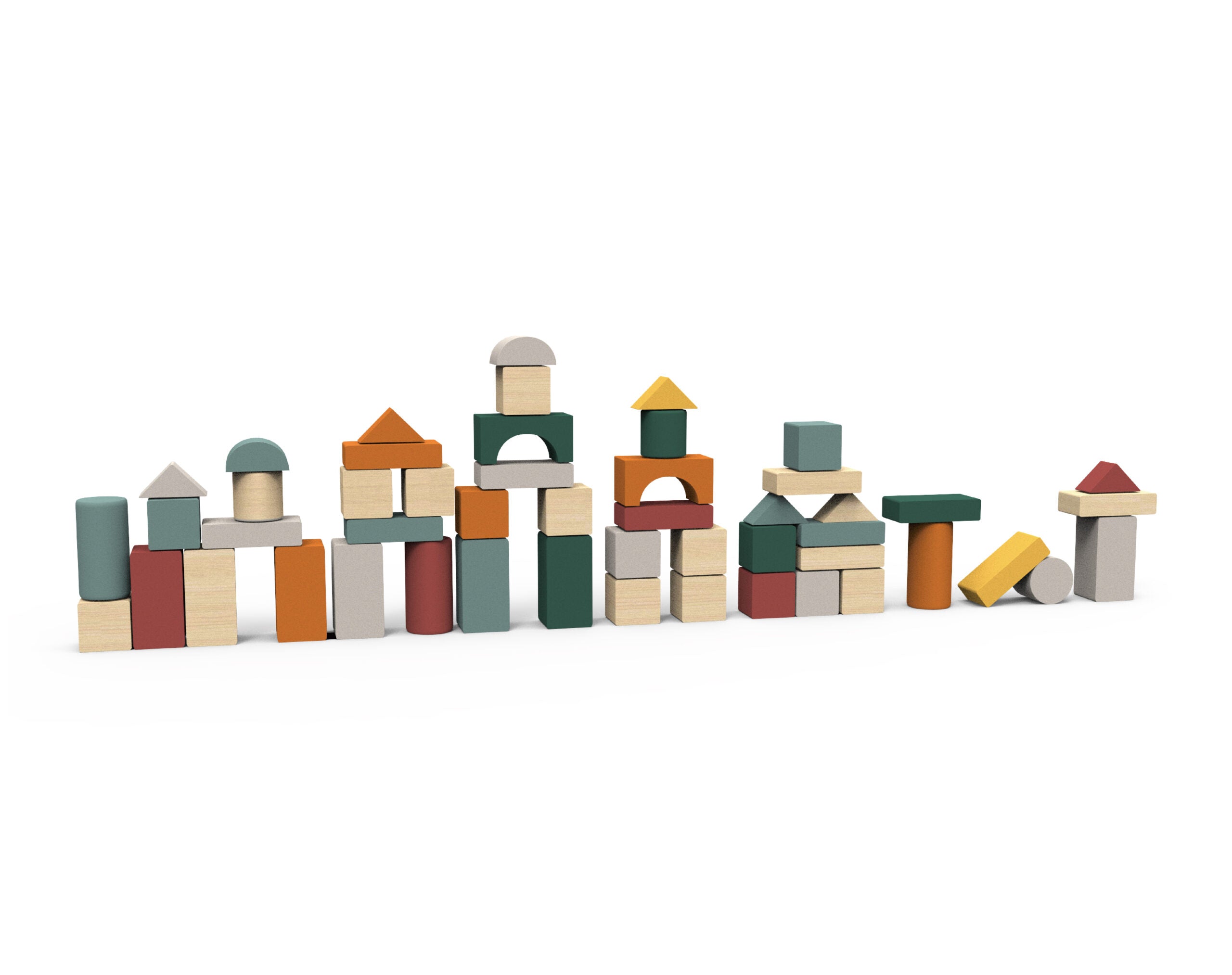 Zookabee Wooden Blocks 50pc with Shape Sorter Lid