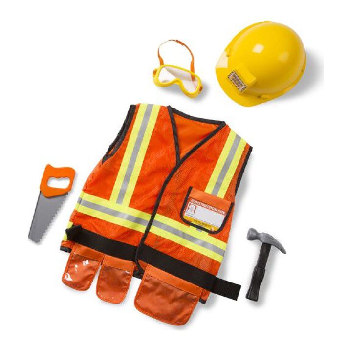 Construction Costume With Helmet & Accessories (Orange Reflective) (7273154445467)