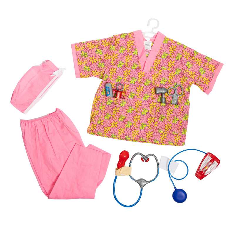 Nurse Role Play Costume Set with Accessories Flower Print (7452668035227)