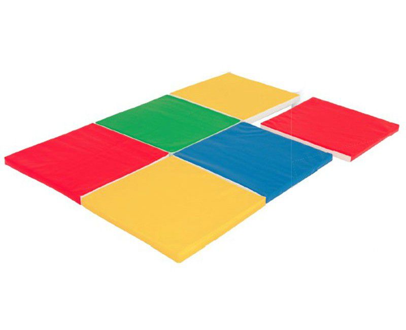 Colourful PVC Gym Mat Set - (6 Piece-with velcro on sides to join into a Large mat) (7272439677083)