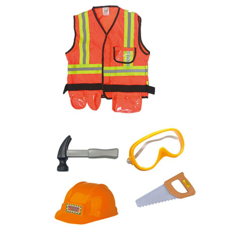 Construction Costume With Helmet & Accessories (Orange Reflective) (7273154445467)
