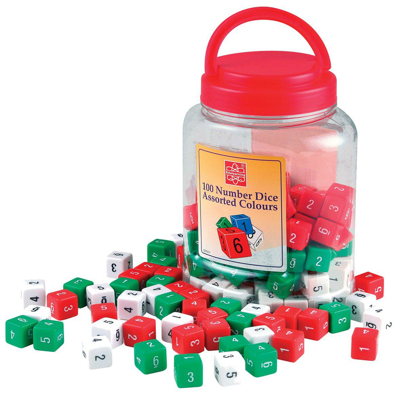 Edu Toys Dice with Numbers 100 Piece in a Jar (7408670179483)