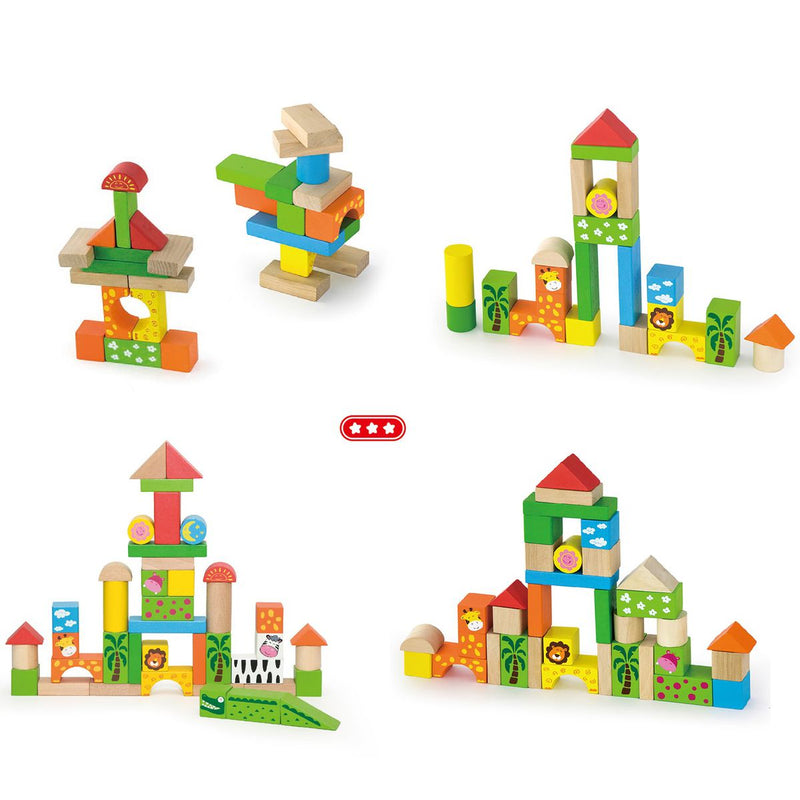 Viga - Wooden Blocks Building Blocks Zoo - 50pc (7265093746843)