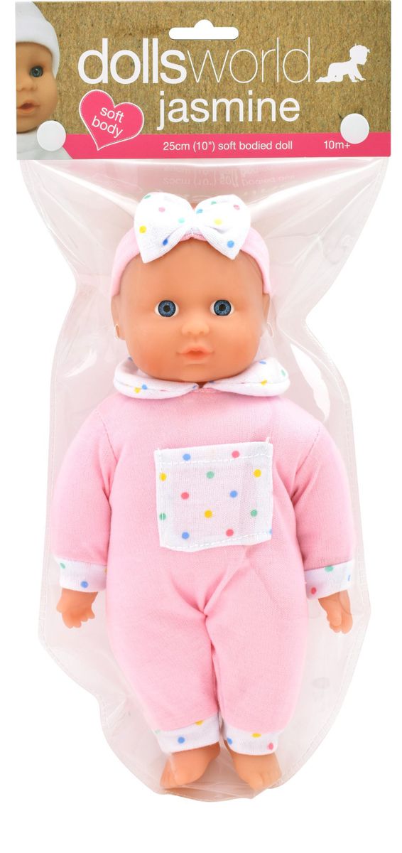 Dollsworld - Jasmine Doll (Soft Bodied, Removable Pink Outfit & Headband)- 25Cm (10") (6899317440667)