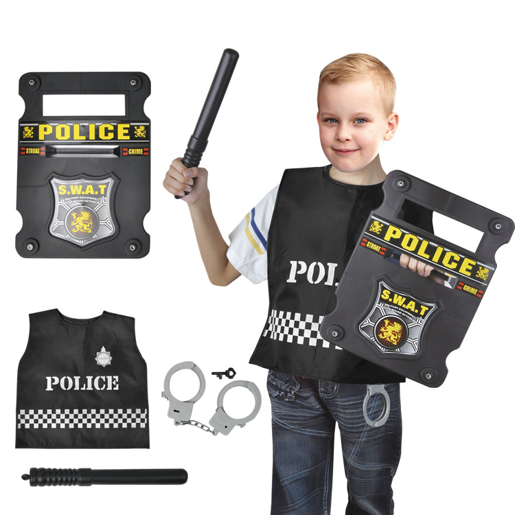 Policeman-Police Officer SWAT Costume With Shield & Baton