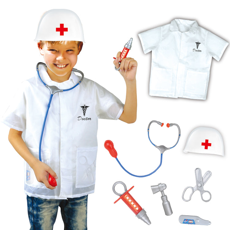 Doctor Role Play Costume with Hat, Stethoscope and Accessories