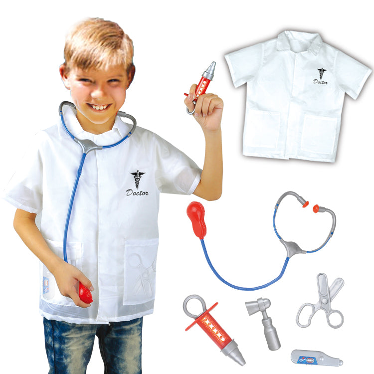 Doctor Surgeon Role Play Costume Set with Accessories - White Short Sleeve