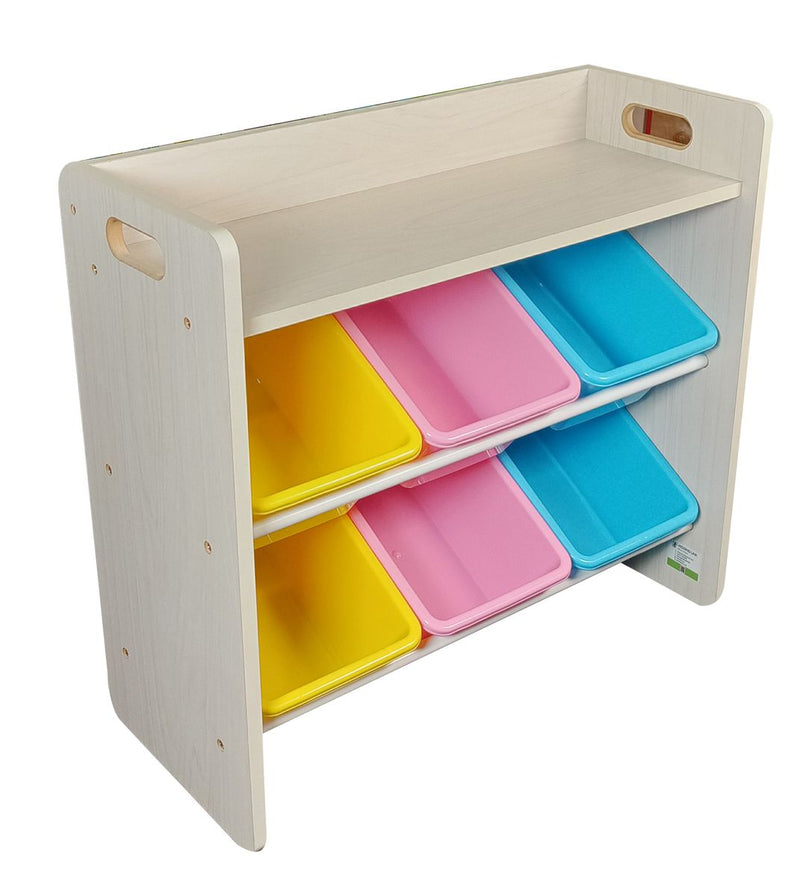 Kids Storage Organiser for Toys and Clothes - 6 Bins and Top Shelf (7784613839003)