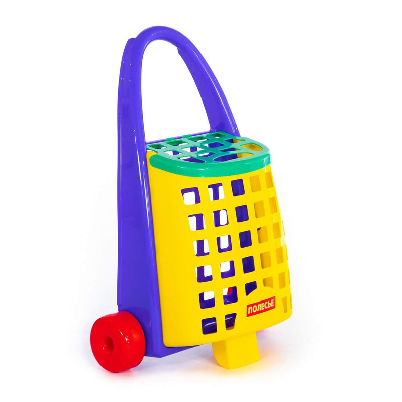 Polesie Pull Along Purple and Yellow Shopping Trolley Basket (7785469903003)