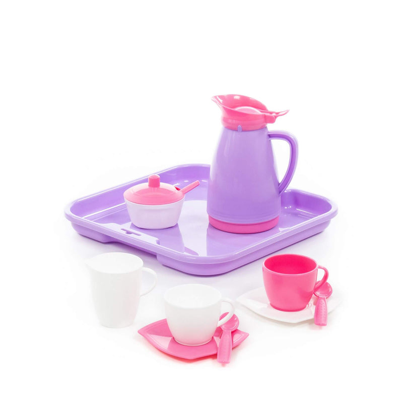 Polesie Pink Tea Coffee Set on Tray 12 Piece