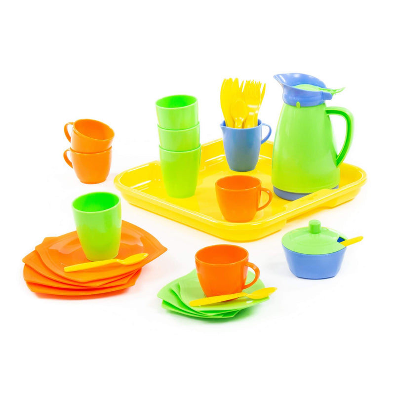 Polesie Kids Dinner and Tea/Coffee Set on Tray 34 Piece (7691512250523)