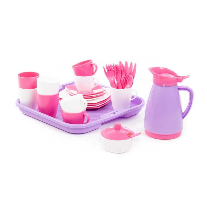 Polesie Pink Dinner and Tea/Coffee Set on Tray 34 Piece
