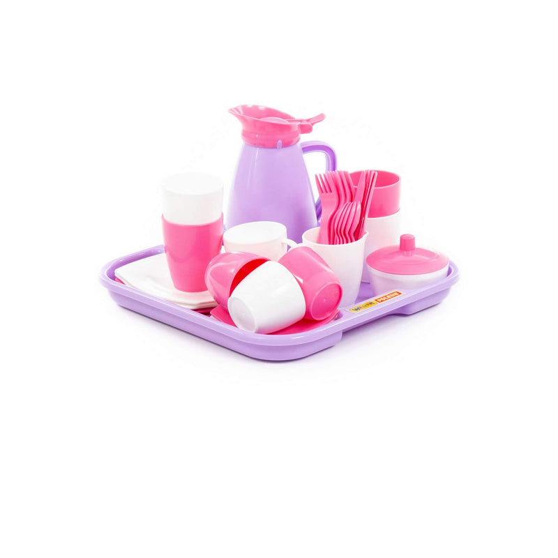 Polesie Pink Dinner and Tea/Coffee Set on Tray 34 Piece