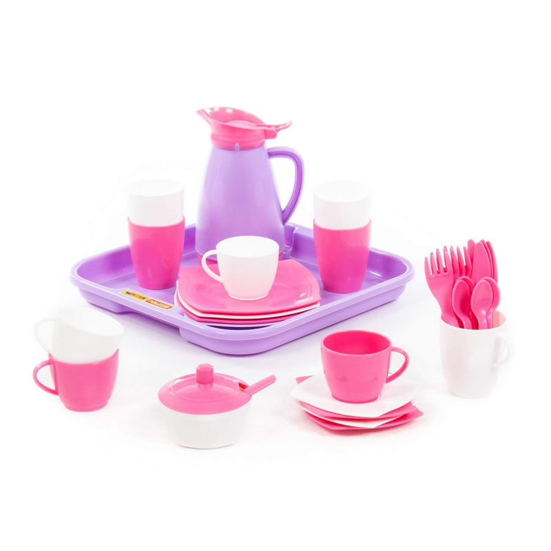 Polesie Pink Dinner and Tea/Coffee Set on Tray 34 Piece