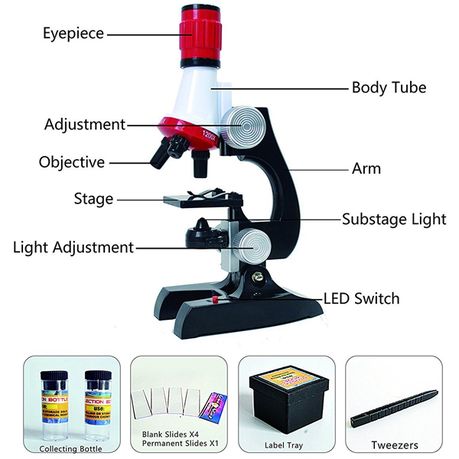 Microscope With LED 100X 400X & 1200X Science Toy