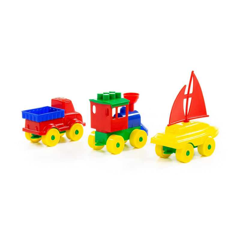 Polesie Construction Set - Boat, Car and Train Set 23pc (7700076003483)