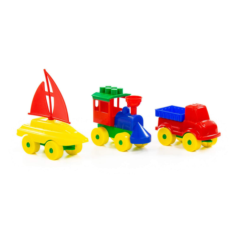 Polesie Construction Set - Boat, Car and Train Set 23pc (7700076003483)