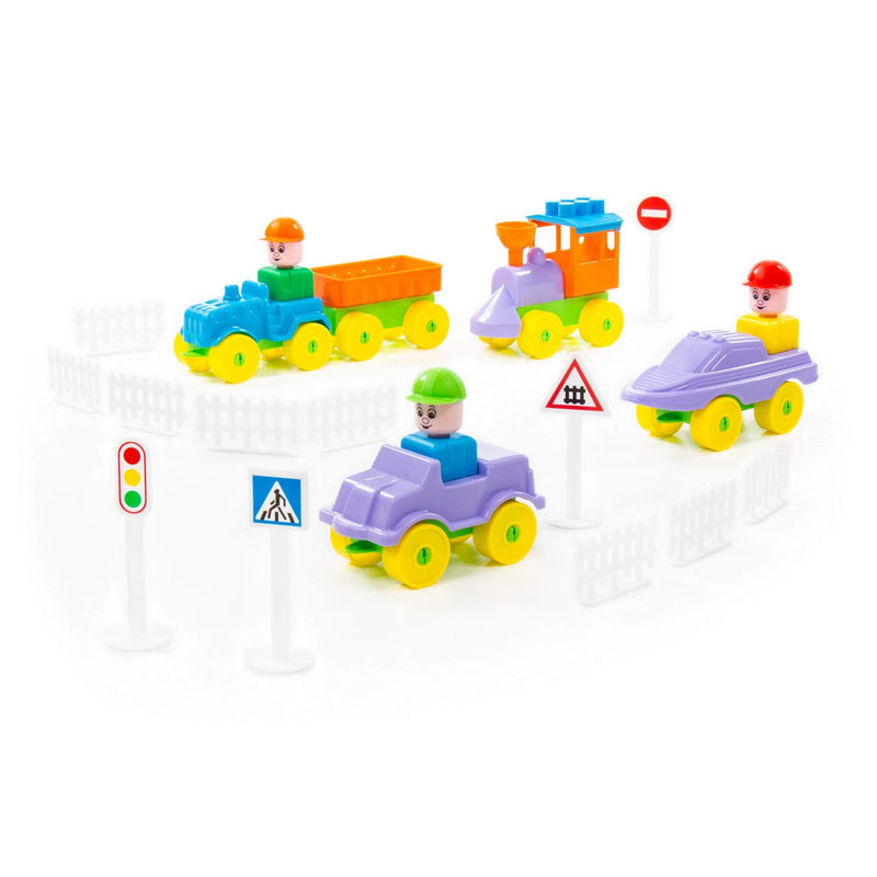 Polesie Construction Building Set with Vehicles 54 Piece (7699736658075)