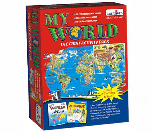 Creatives - My World - Jigsaw Map Puzzle, World Atlas And Activity Book