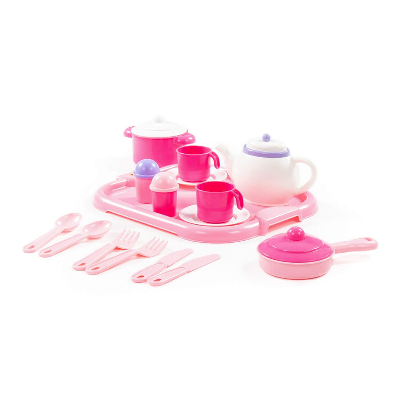 Polesie Pink Kitchen Pots and Tea Set on Tray 19 Piece (7705298829467)