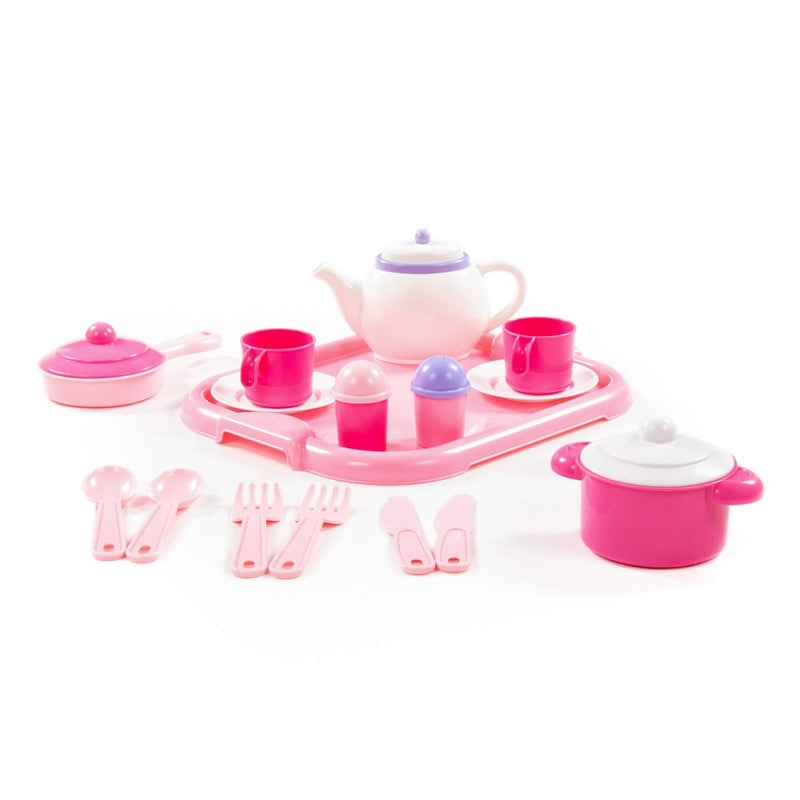 Polesie Pink Kitchen Pots and Tea Set on Tray 19 Piece (7705298829467)