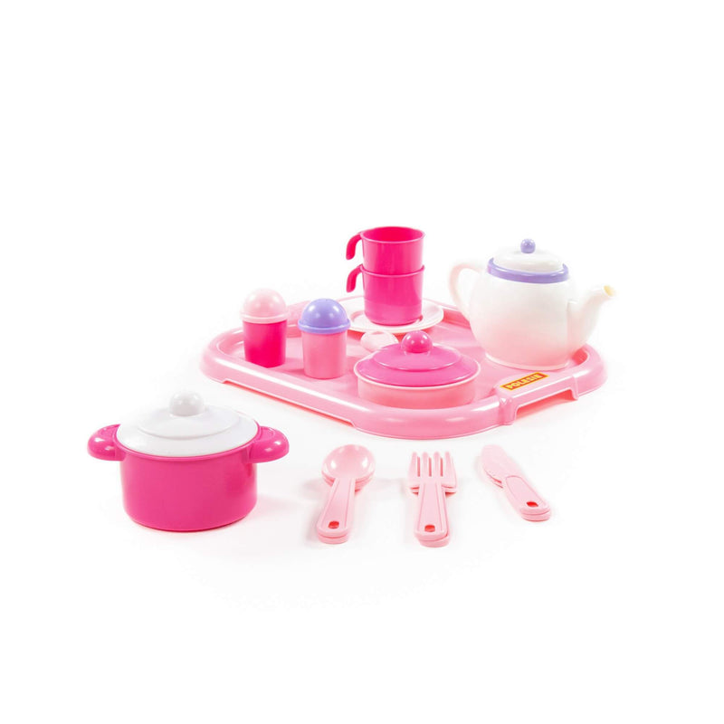 Polesie Pink Kitchen Pots and Tea Set on Tray 19 Piece (7705298829467)