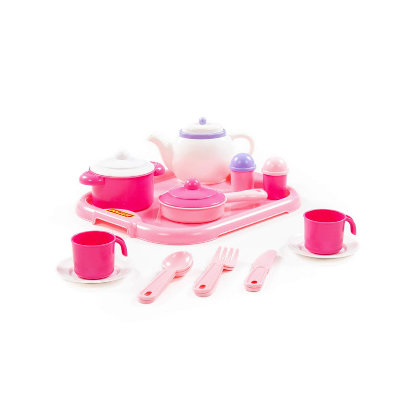 Polesie Pink Kitchen Pots and Tea Set on Tray 19 Piece (7705298829467)