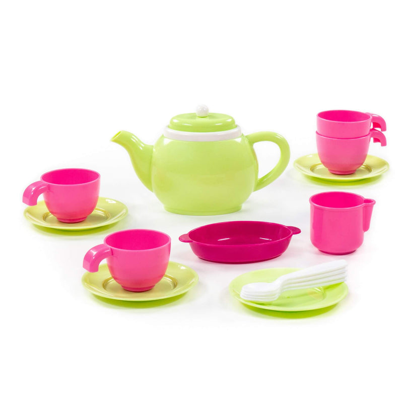 Polesie Kids Tea Set 16 Piece - pink and green (7705322291355)
