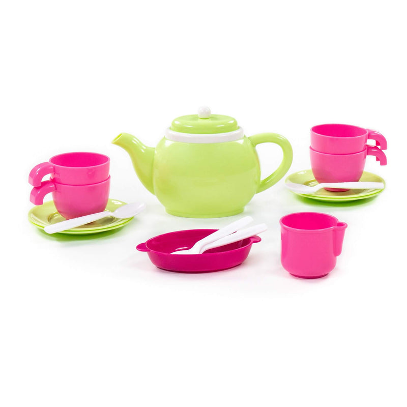 Polesie Kids Tea Set 16 Piece - pink and green (7705322291355)