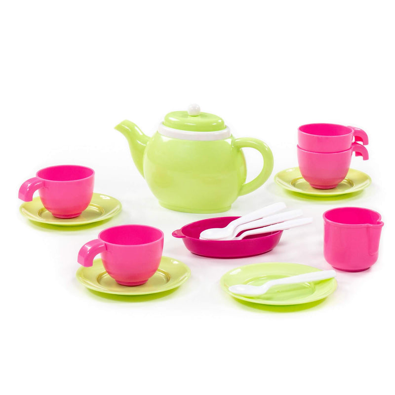 Polesie Kids Tea Set 16 Piece - pink and green (7705322291355)