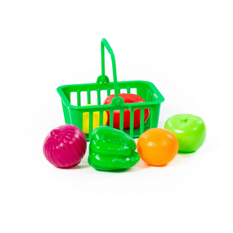 Polesie Toy Vegetables and Fruits Play Food in Basket 7 Piece