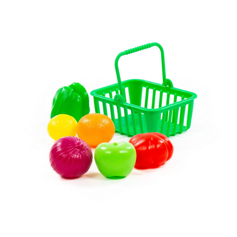 Polesie Toy Vegetables and Fruits Play Food in Basket 7 Piece (7710951145627)