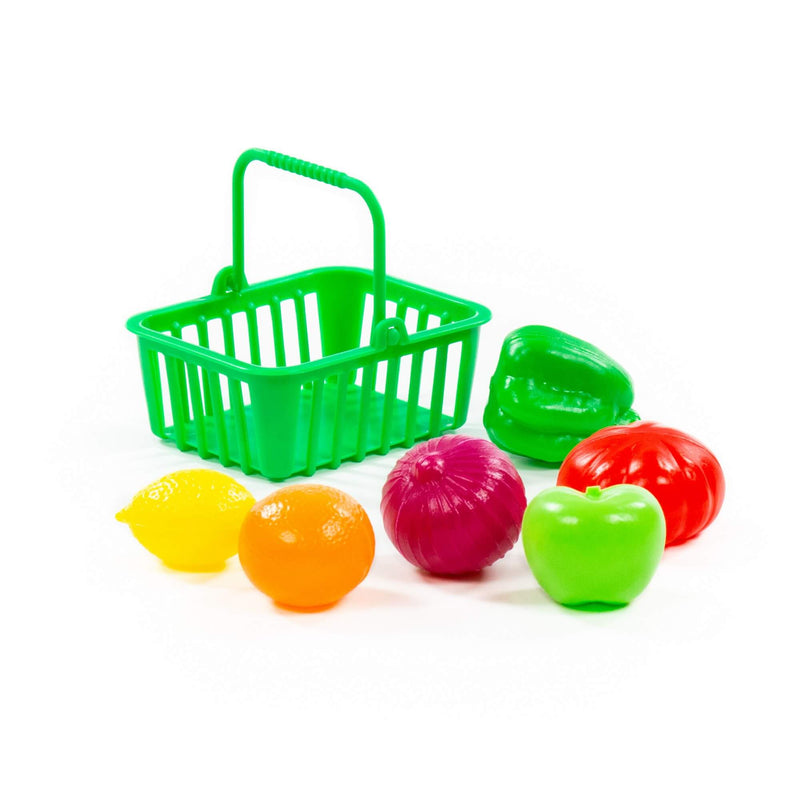 Polesie Toy Vegetables and Fruits Play Food in Basket 7 Piece (7710951145627)