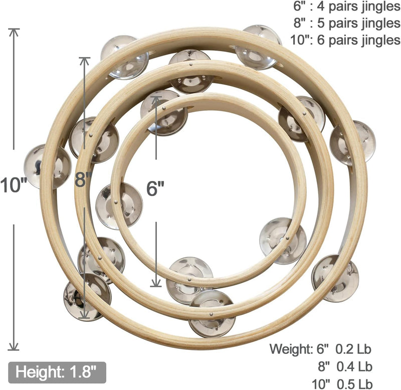 Wooden Headless Tambourine Set - 3 Piece