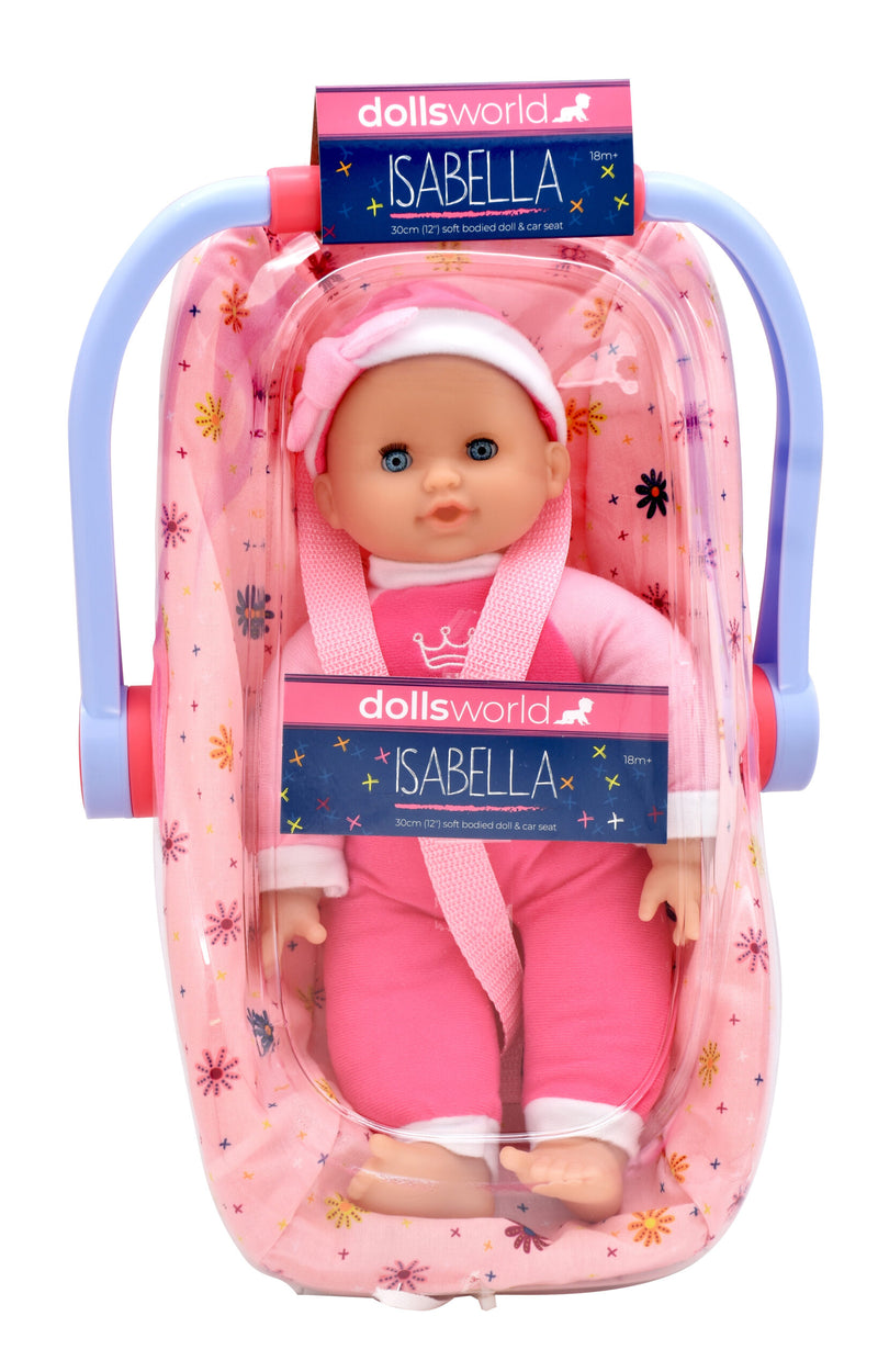 Dollsworld Issabella Sleeping Doll  in Car Seat Carrier 30cm (12") (7769920733339)