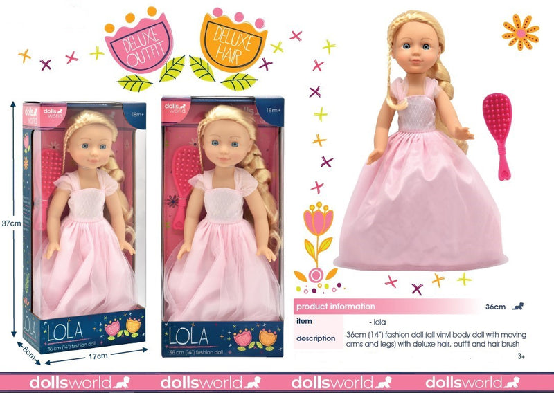 Dollsworld Lola Stylish Blonde Hair Doll 36cm (14") With Accessories