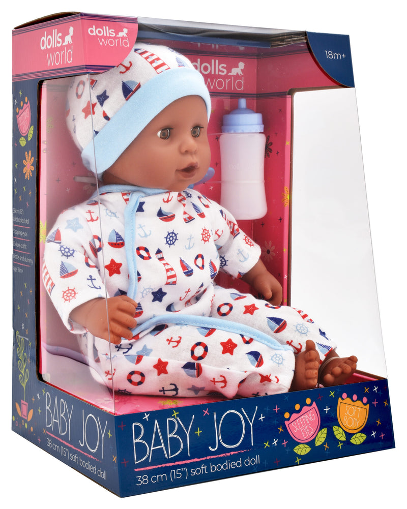 Dollsworld Baby Joy African Boy Doll 38cm (15") with Sailor Outfit (7769885016219)