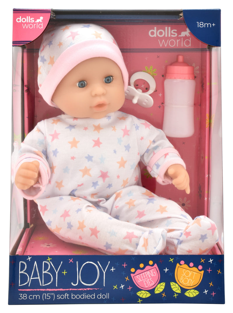 Dollsworld Baby Joy Doll 38cm (15") with Accessories and Star Print Outfit (7769884131483)