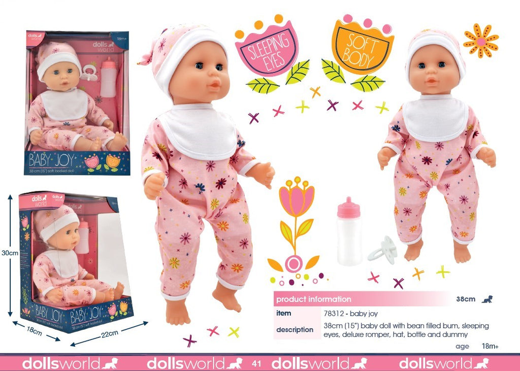 Dollsworld Baby Joy Doll 38cm 15 Floral Outfit Soft Body Sleep dollsworld-baby-joy-doll-38cm-15-floral-outfit-soft-body-sleep