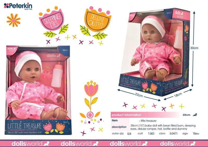 Dollsworld African Little Treasure Baby Doll 38cm (15”) Polkadot Outfit