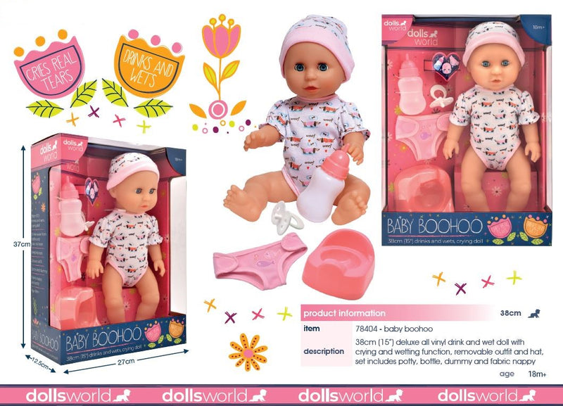 Dollsworld Baby Boohoo Doll (Real Tears Crying Baby) 38cm (15")