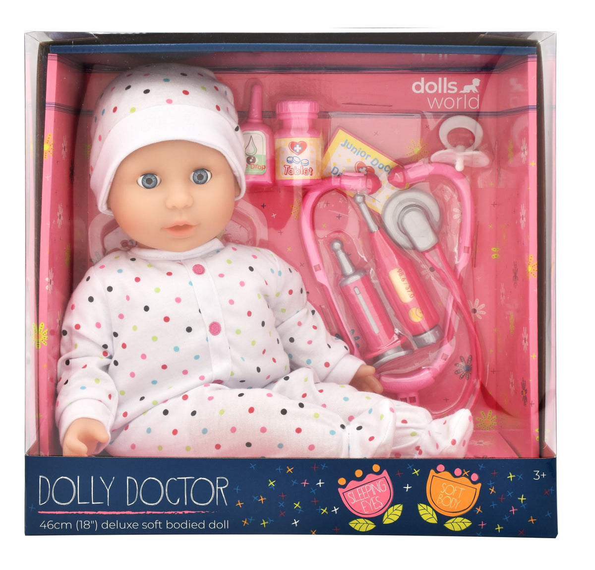 Dollsworld Dolly Doctor Baby Doll Medical Accessories & Dummy 46Cm (18