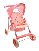 Dollsworld Pink Large Dolls Stroller Pram Flower Print