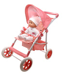 Dollsworld Pink Large Dolls Stroller Pram Flower Print