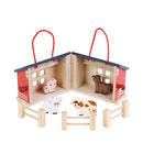 Wooden Farm Animal Barn House Playset