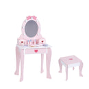 Birch & Bloom Wooden Vanity Table Set with Light | Kids Pretend Play & Roleplay Set