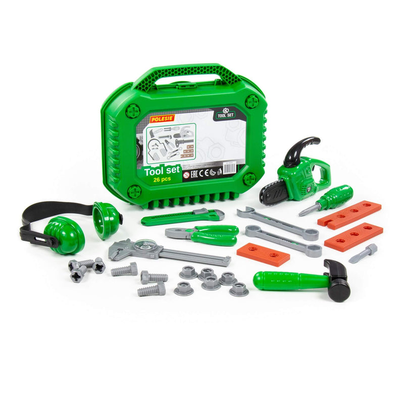 Polesie Green Tool Box with 26pc Tool Set (7714626732187)