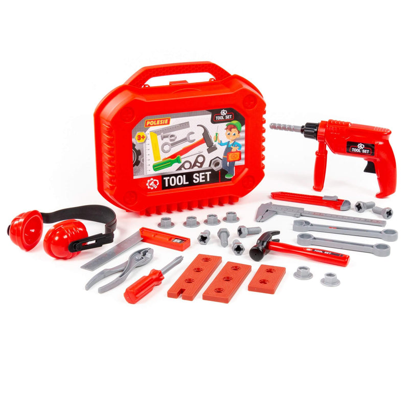 Polesie Red Tool Box with 27pc Tool Set (7694309130395)