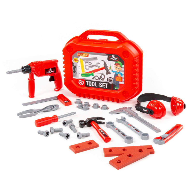 Polesie Red Tool Box with 27pc Tool Set (7694309130395)