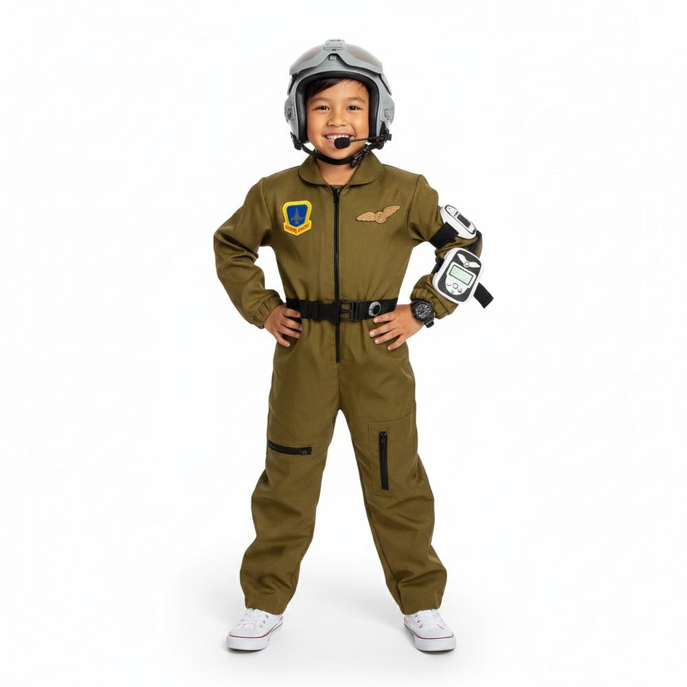 Fighter Pilot Costume With Mask & Accessories